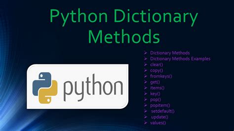dictionary methods in python example