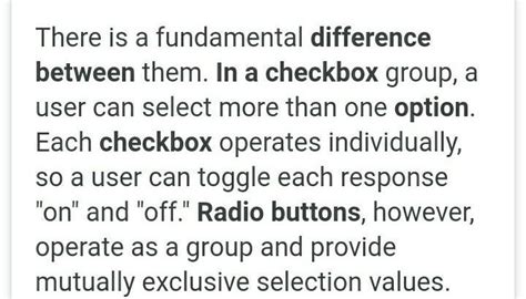 difference between radio and checkbox