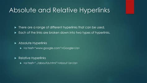 difference between relative and absolute hyperlink