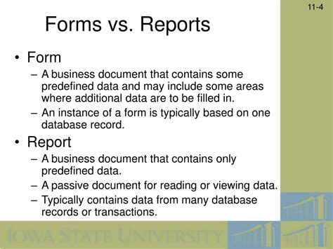 different between forms and reports