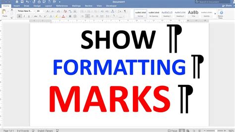 different formatting symbols in word