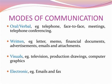 different modes of communication with examples