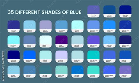 different shades of blue color code