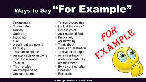different things to say instead of for example