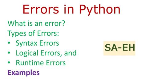 different types of errors in python with examples