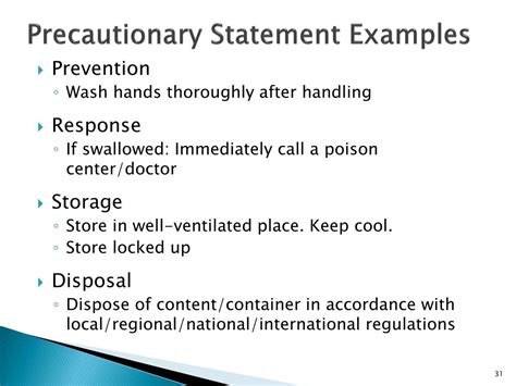 different types of precautionary statements