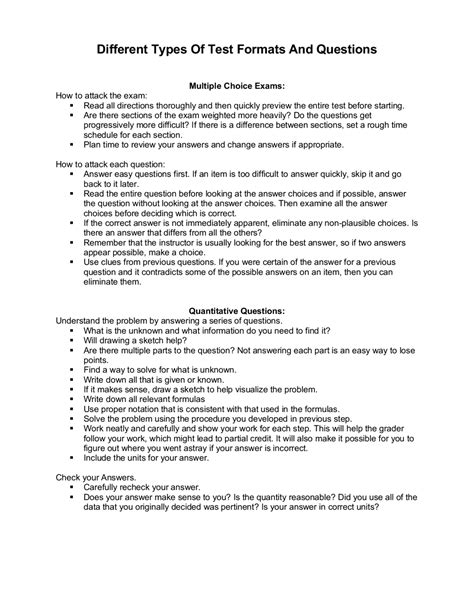 different types of test formats