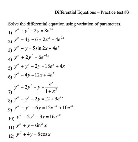 differential equations practice problems with solutions pdf