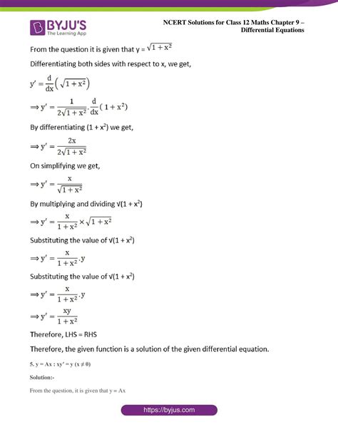 differential equations problems and solutions pdf class 12