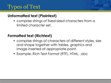 differentiate between formatted text and unformatted text