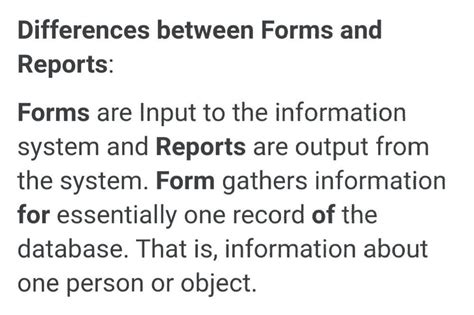 differentiate between forms and reports