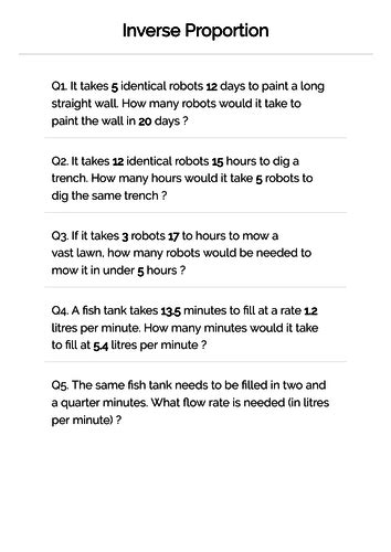 direct and inverse proportion word problems worksheet with answers pdf