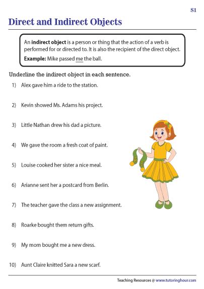 direct indirect object exercises with answers
