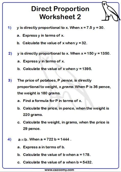 direct proportion worksheet with answers pdf
