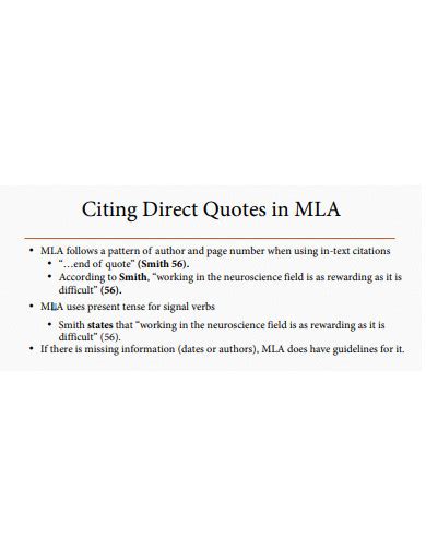 direct quotation in mla format