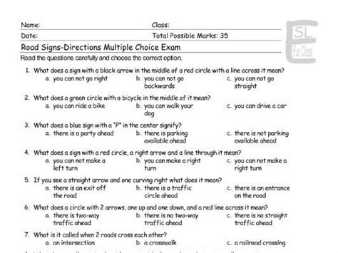 directions for multiple choice test example