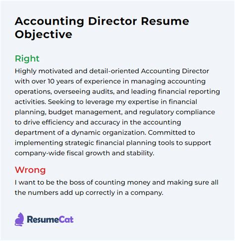 director objectives examples