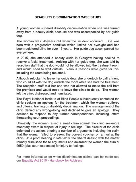 disability discrimination case study examples