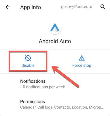 disable apps in android auto