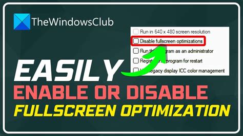 disable full screen optimization meaning