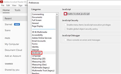 disable global object security policy adobe