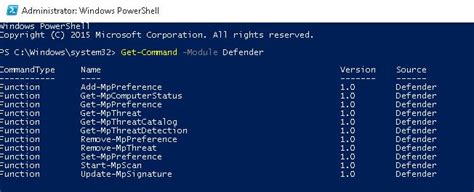 disable windows defender windows 10 powershell
