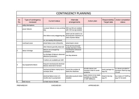 disaster contingency plan template