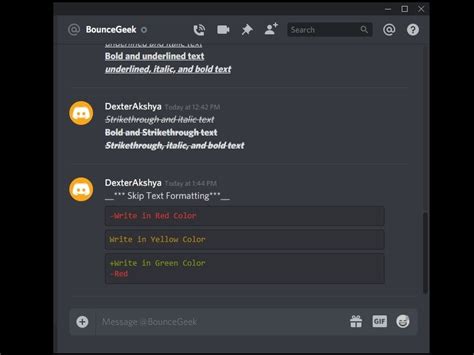 discord chat formatting code