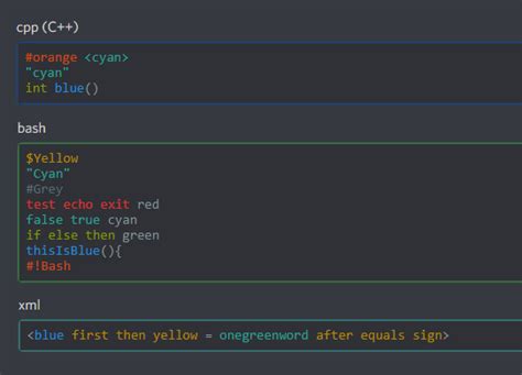 discord code block languages
