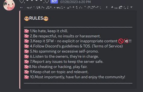 discord rules copy and paste cute aesthetic