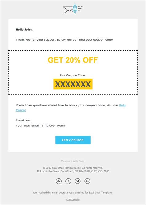discount code email template