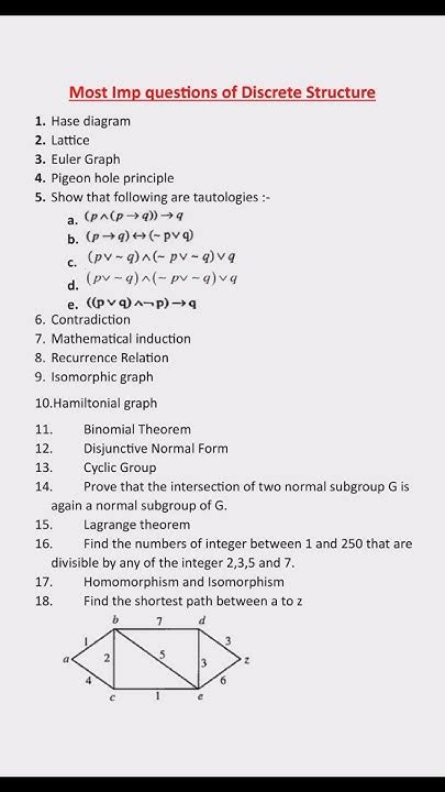 discrete structures important questions