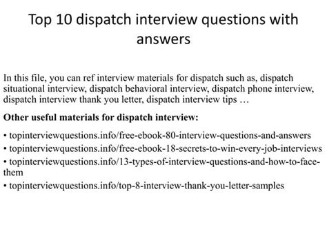 dispatcher interview questions and answers