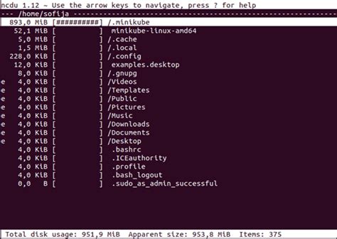 display folder size linux