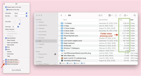 display folder size mac