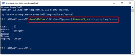 display folder size powershell