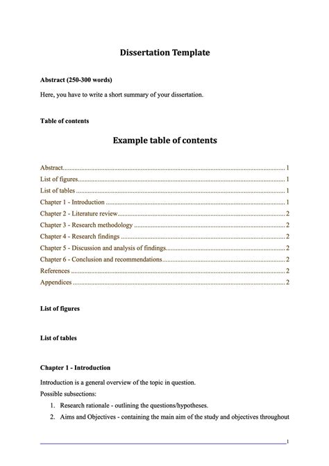 dissertation format template word