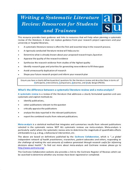 dissertation systematic literature review example