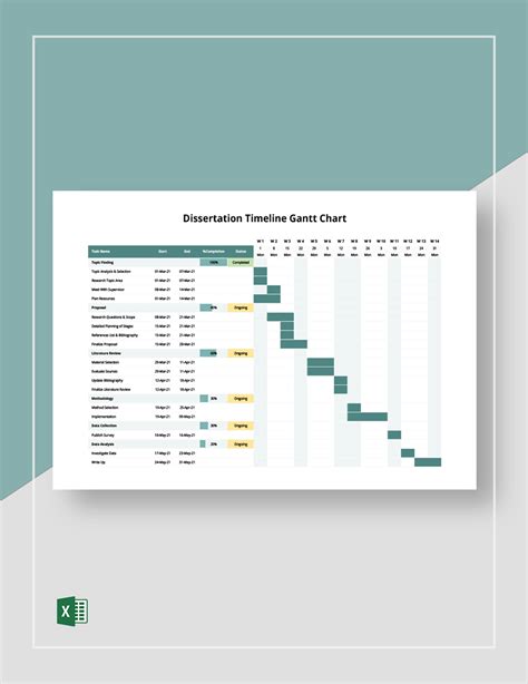 dissertation timeline template excel