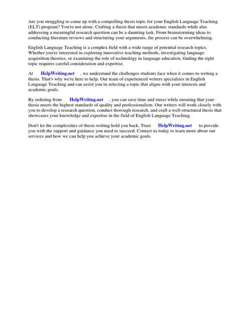 dissertation topics in english language teaching