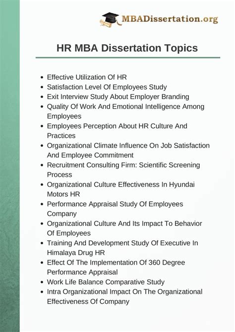 dissertation topics in hr for mba pdf