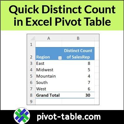 distinct count in excel 2010 pivot table