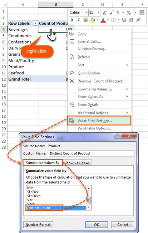 distinct count in excel pivot not showing