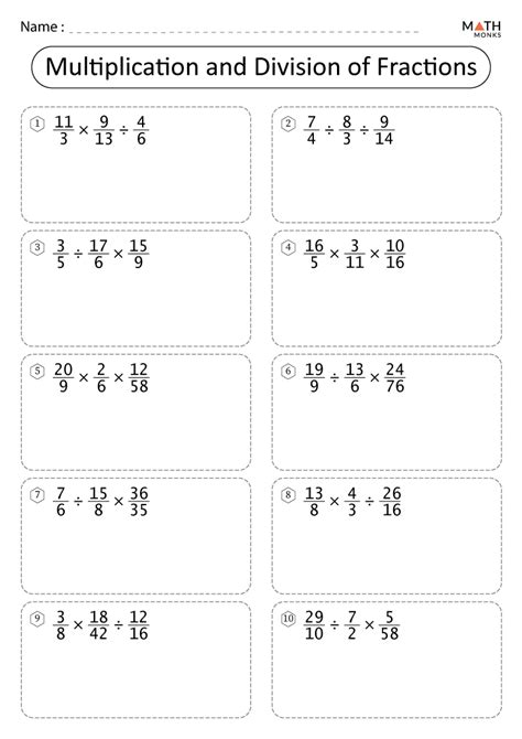 dividing fractions worksheet with answers grade 7