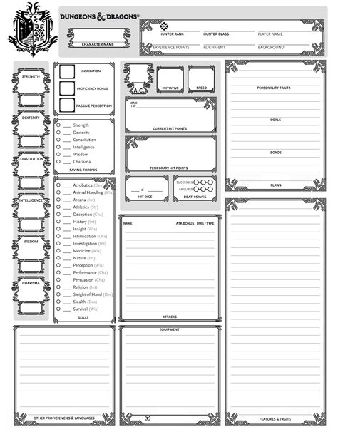dnd character sheet blank