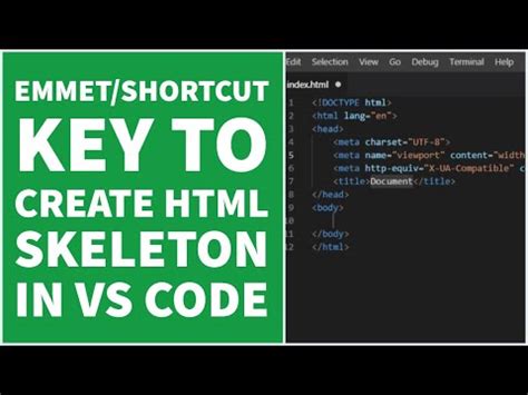 doctype html shortcut visual studio code