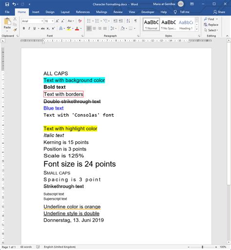document formatting examples