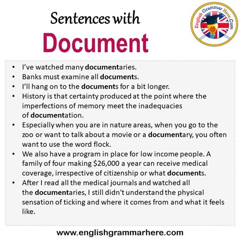 document in a sentence example