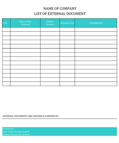 document list example