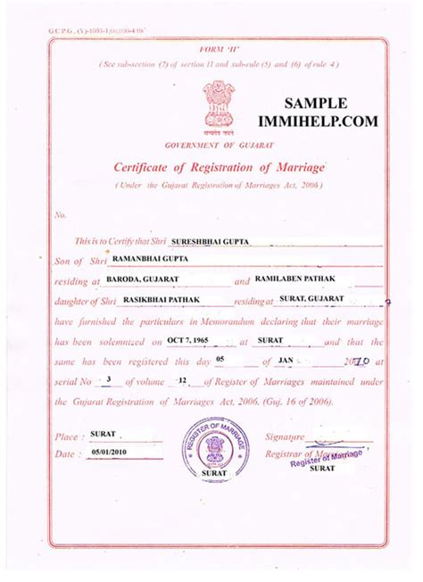 documents required to get married in india